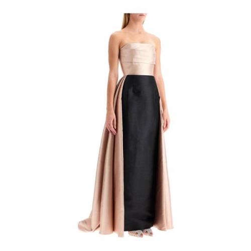 Tweekleurige Mikado Gedrapeerde Maxi Jurk Solace London , Black , Dame...