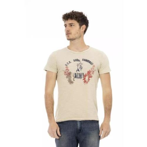 Beige Katoenmix T-Shirt met Print Trussardi , Beige , Heren