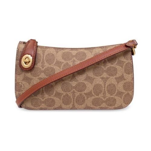 Signature Canvas Schoudertas Coach , Brown , Dames