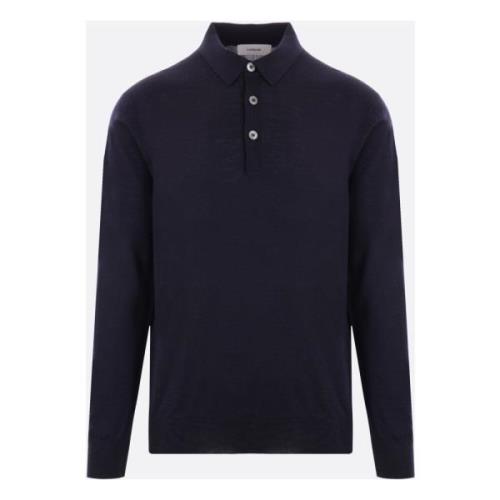 Blauwe Wol Polo Sweater Lardini , Blue , Heren