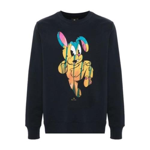 Blauwe Bunny Print Crew Neck Sweater PS By Paul Smith , Blue , Heren