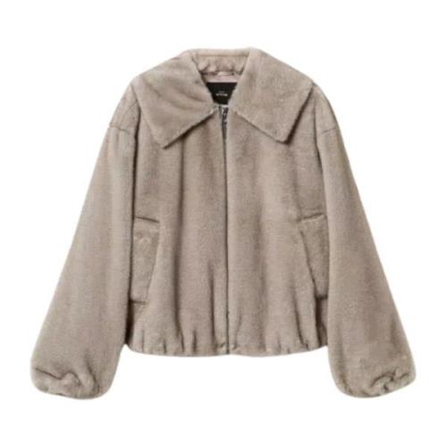 Faux Fur Short Jacket Actitude Collection Twinset , Gray , Dames