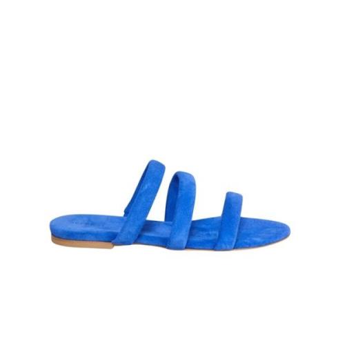 Blauwe Suède Strappy Sandalen aeyde , Blue , Dames