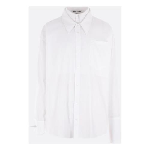 Witte Oversized Shirt met Trompe l'Oeil Kraag JordanLuca , White , Her...