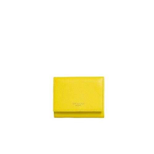 Mini Portemonnee met Logo In reliëf Front Trussardi , Yellow , Dames