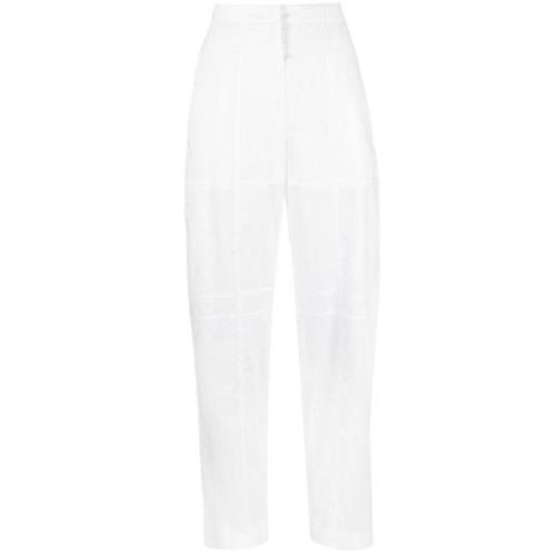 Wijde Pijp Witte Katoenen Broek Jil Sander , White , Dames