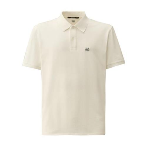 Korte Mouw Geribbelde Poloshirt C.p. Company , White , Heren