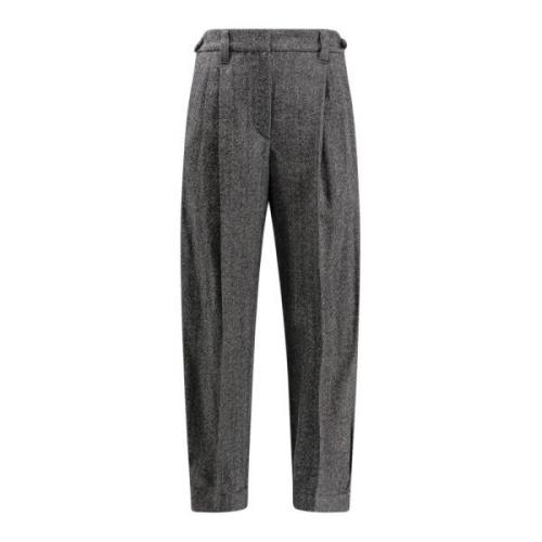 Wollen broek met Pince-detail Brunello Cucinelli , Black , Dames