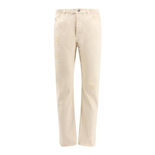 Gescheurde Katoenen Broek Brunello Cucinelli , Beige , Heren