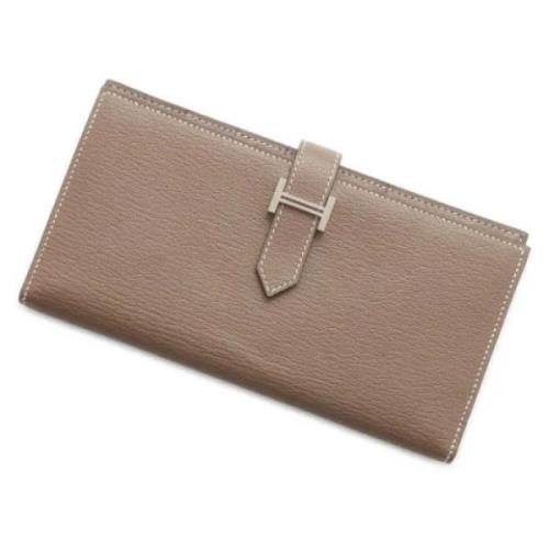 Pre-owned Leather wallets Hermès Vintage , Gray , Dames