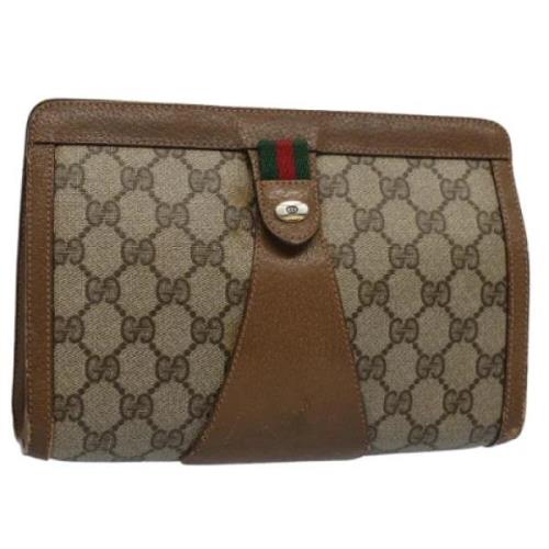 Pre-owned Canvas clutches Gucci Vintage , Brown , Dames