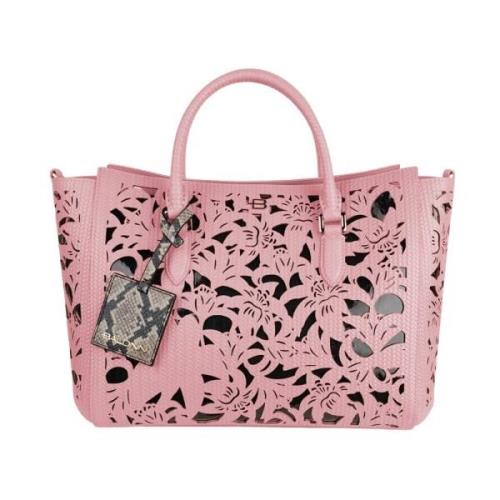 Leren Handtas Bloemen Laser Cut Baldinini , Pink , Dames