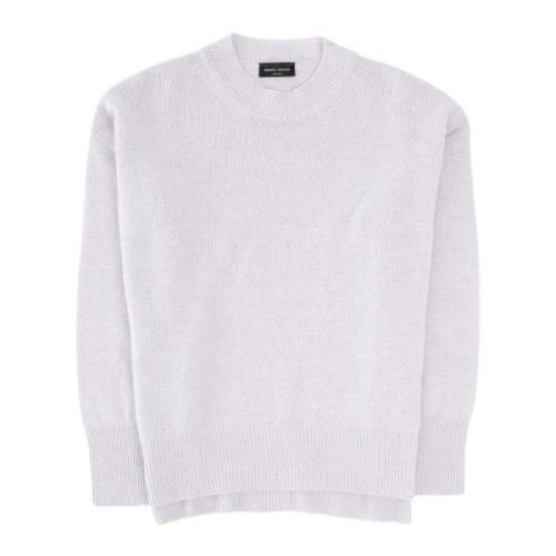 Split Roundneck Sweater Roberto Collina , White , Heren