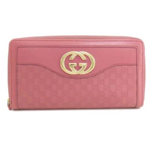 Pre-owned Leather wallets Gucci Vintage , Pink , Dames