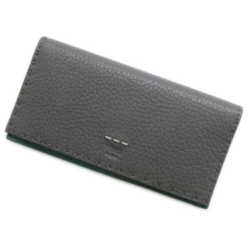 Pre-owned Leather wallets Fendi Vintage , Gray , Dames