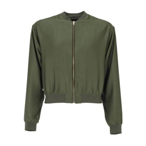 Satijnen Blouson Jas Swing , Green , Dames