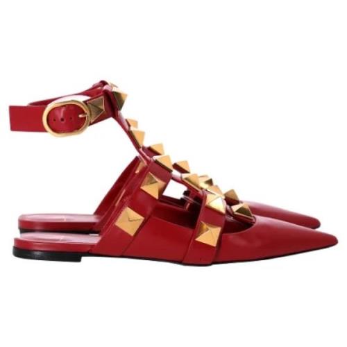 Pre-owned Leather flats Valentino Vintage , Red , Dames