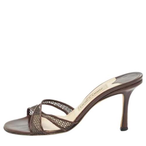 Pre-owned Leather sandals Jimmy Choo Pre-owned , Brown , Dames