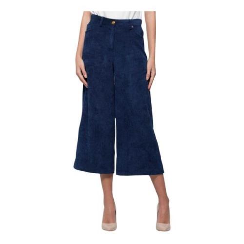 Blauwe Velvet Wijde Rib Gaucho Broek Kocca , Blue , Dames