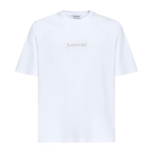 Wit Katoenen T-shirt met Bouclette Logo Lanvin , White , Heren