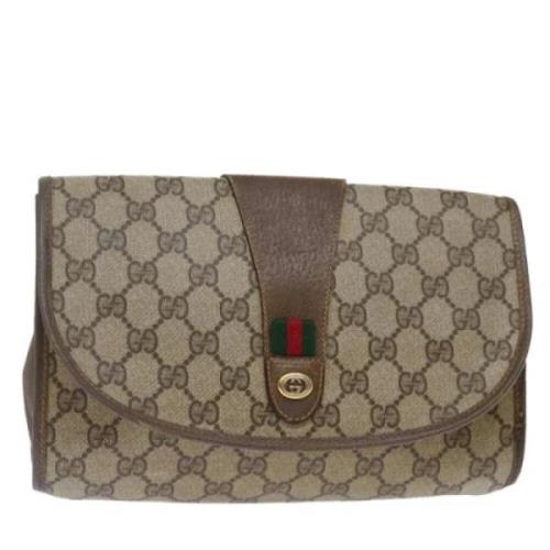 Pre-owned Leather clutches Gucci Vintage , Brown , Dames