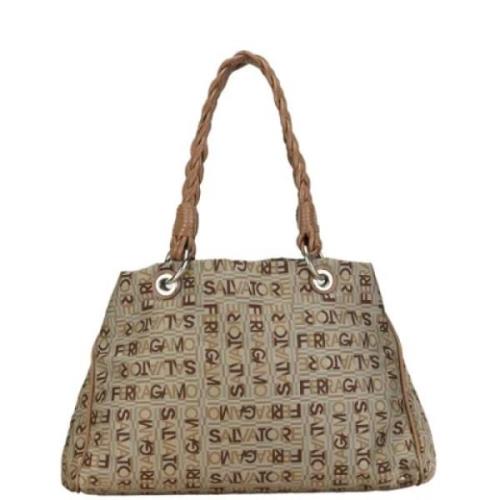 Pre-owned Canvas handbags Salvatore Ferragamo Pre-owned , Brown , Dame...