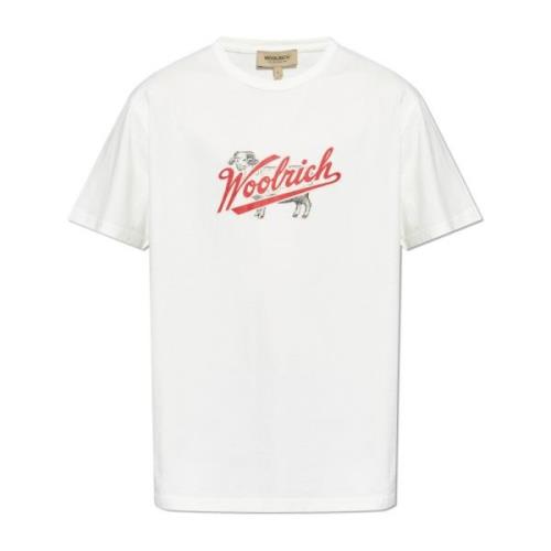 T-shirt met print Woolrich , White , Heren