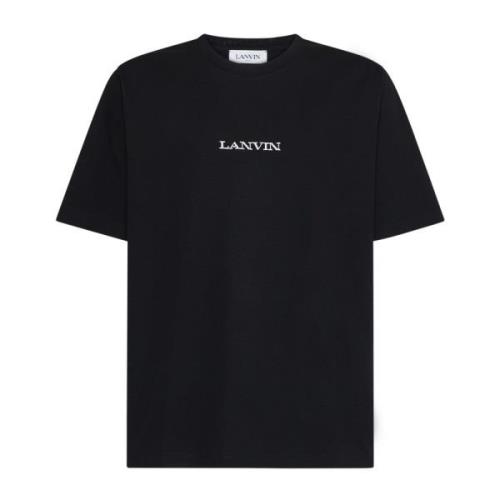 Zwarte Katoenen T-shirt met Bouclette Logo Lanvin , Black , Heren