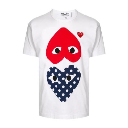 Polka Dot Heart T-Shirt Japan Made Comme des Garçons Play , White , He...