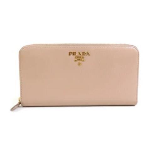 Pre-owned Leather wallets Prada Vintage , Beige , Dames