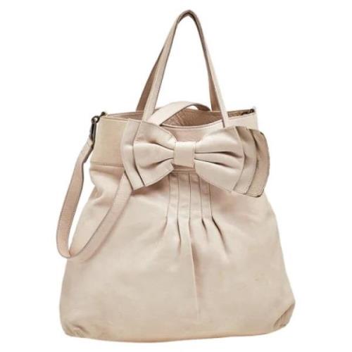 Pre-owned Leather totes Valentino Vintage , Beige , Dames