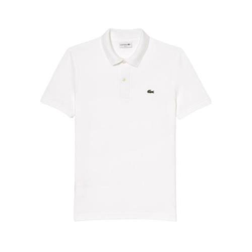 Ribgekraagde Korte Mouw Overhemden Lacoste , White , Heren