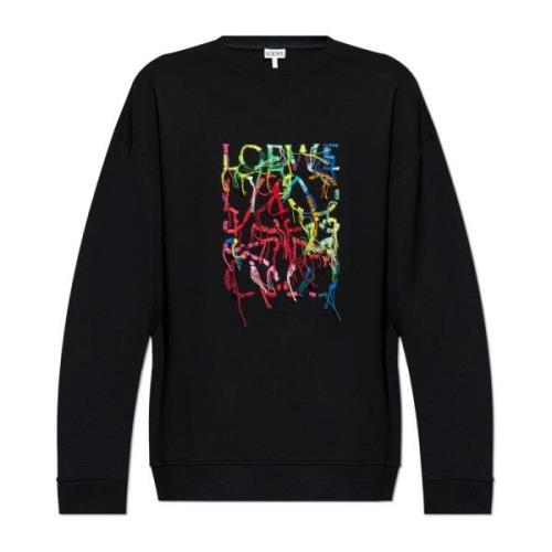 Sweatshirt met geborduurd logo in meerdere kleuren Loewe , Black , Her...