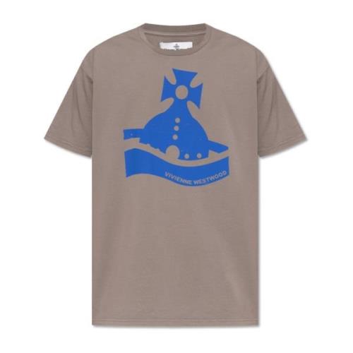 T-shirt met logo Vivienne Westwood , Gray , Heren