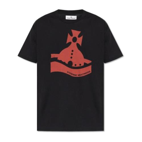 T-shirt met logo Vivienne Westwood , Black , Heren