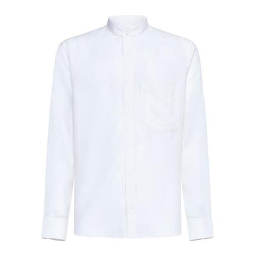 Witte Katoenen Mandarin Kraag Shirt Ermenegildo Zegna , White , Heren