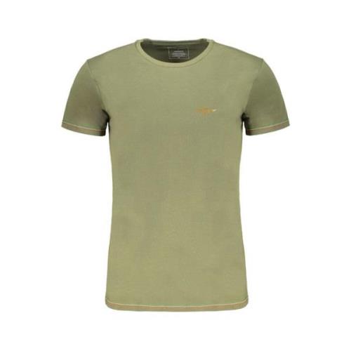 Groen Katoenen T-Shirt met Print Logo Aeronautica Militare , Green , H...