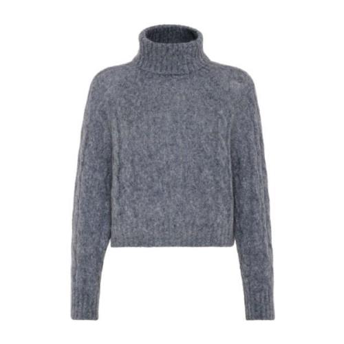 Chunky Cable Knit Sweater Blauw-Grijs Brunello Cucinelli , Blue , Dame...