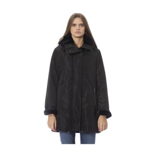 Omkeerbare Hooded Zwarte Jas - Chic Baldinini , Black , Dames