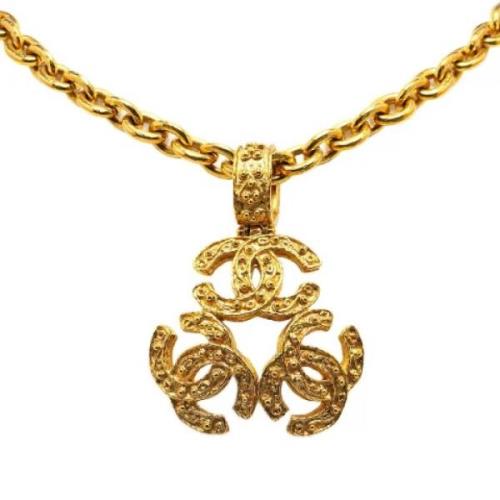 Pre-owned Metal necklaces Chanel Vintage , Yellow , Dames