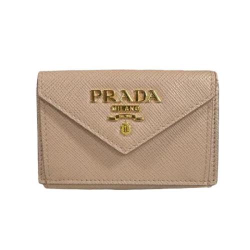 Pre-owned Leather wallets Prada Vintage , Beige , Dames