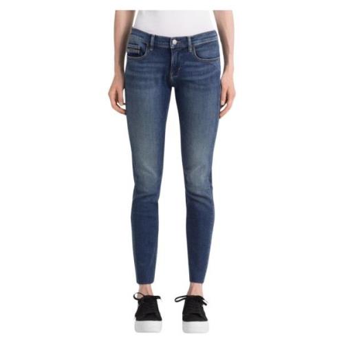 Blauwe Skinny Jeans met 5 Zakken Calvin Klein , Blue , Dames