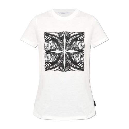 Bedrukt T-shirt Max Mara , White , Dames