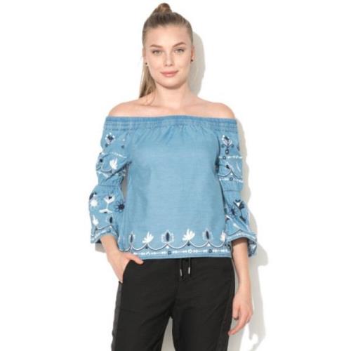 Blauwe Sweater Regular Fit Katoen Lyocell Pepe Jeans , Blue , Dames