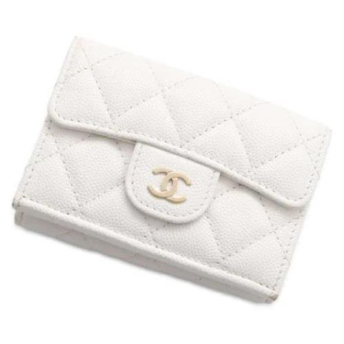 Pre-owned Leather wallets Chanel Vintage , White , Dames