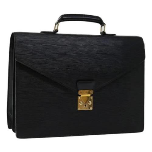 Pre-owned Leather briefcases Louis Vuitton Vintage , Black , Dames