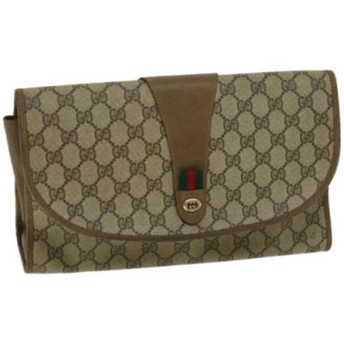 Pre-owned Leather clutches Gucci Vintage , Brown , Dames