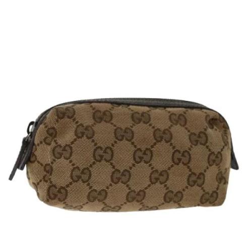 Pre-owned Canvas pouches Gucci Vintage , Beige , Dames