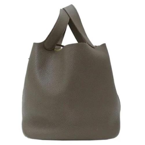 Pre-owned Leather handbags Hermès Vintage , Gray , Dames