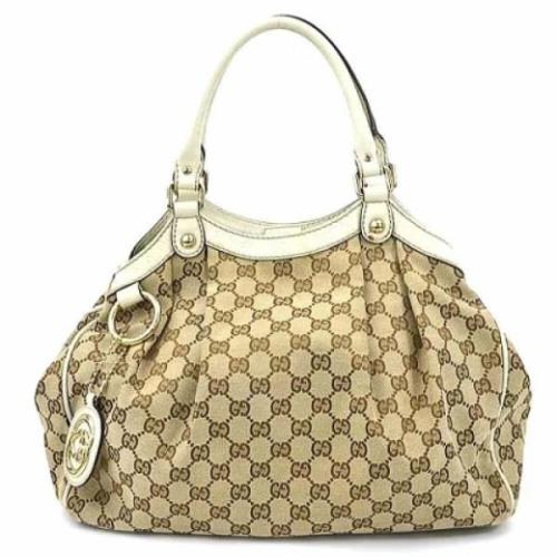 Pre-owned Canvas handbags Gucci Vintage , Beige , Dames